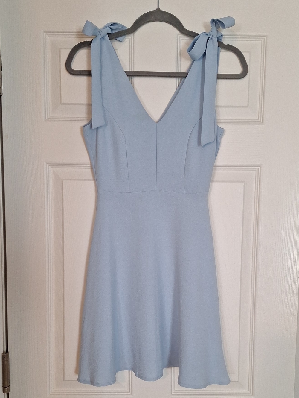 Altar'd State Powder Blue Tie-Shoulder V-Neck Mini Dress